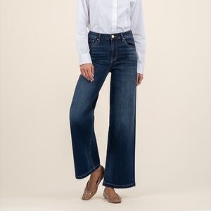 Kut from the Kloth Jean High Rise Wide Leg, Long Size 66 / Delicate W/Dk Base Wa